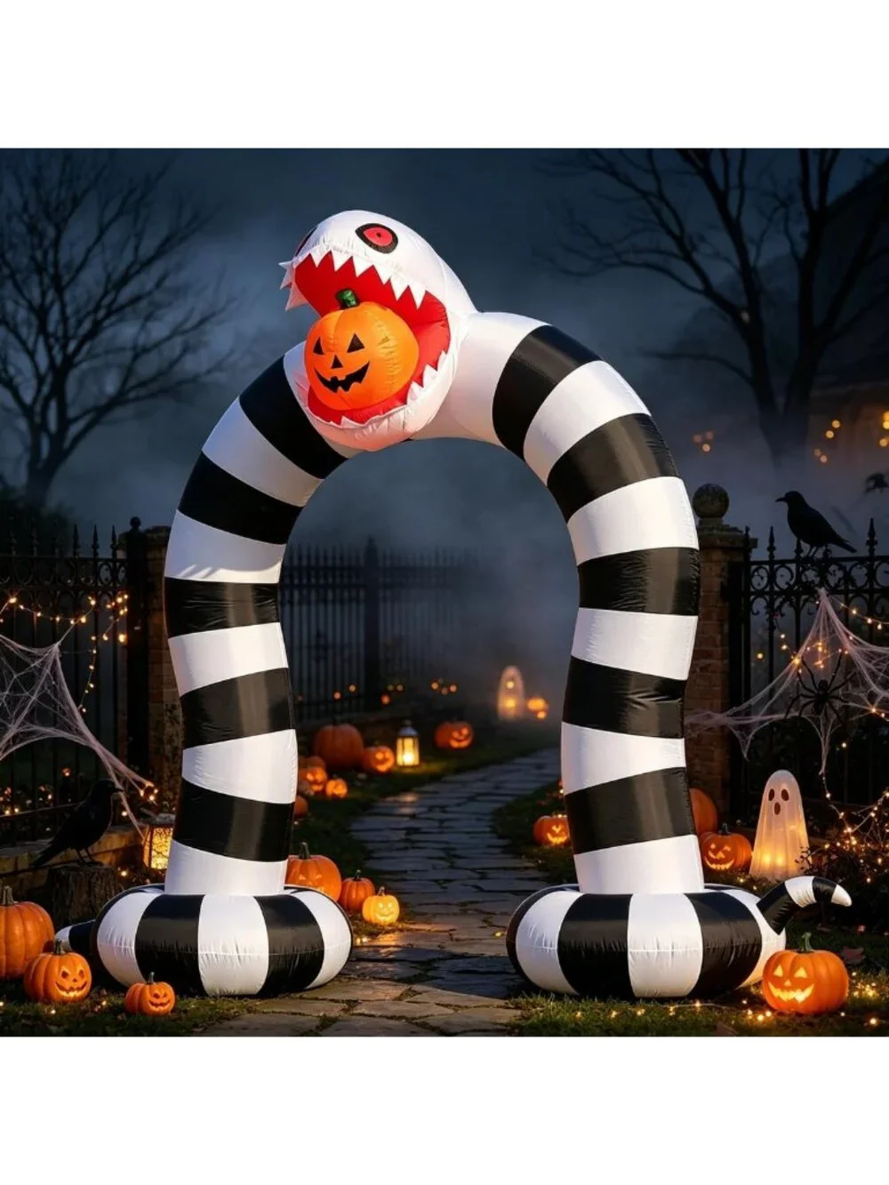 10FT Inflatable Halloween Sandworm Archway with LEDs for Yard & Garden Décor